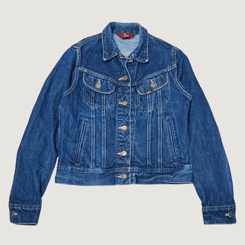 Vintage 70s Ms Lee Denim Jean‎ Trucker Jacket Blue Made in USA Small Women's
